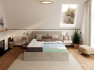 Miniaturka 1 - Detal materaca z pokrowcem z włóknami bambusa kolor biały