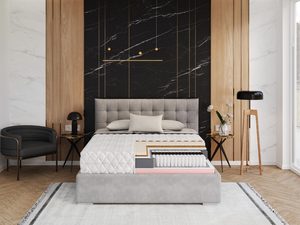 Miniaturka 1 - Przekrój materaca z pianką lateksową i sprężynami kieszeniowymi kolor biały i różowy