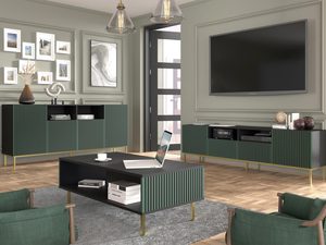 Miniaturka 17 - Zielona szafka RTV z pionowymi listwami, styl loftowy