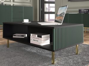 Miniaturka 10 - Przestronna czarna ława z pionowymi listwami zielonymi, styl loftowy