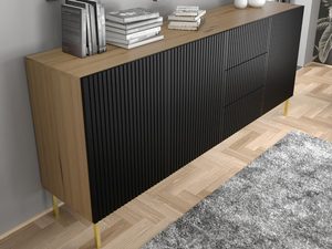 Miniaturka 14 - Komoda czarno-dębowa ze złotymi nóżkami