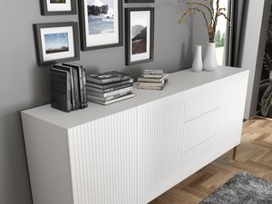 Miniaturka 5 - Komoda biała z frezowaniem i złotymi nóżkami