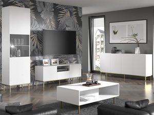 Miniaturka 6 - Nowoczesny salon z białymi meblami RTV, styl industrialny