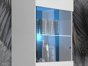 Miniaturka 5 - Biała witryna z przeszkleniem, pionowe listwy, styl nowoczesny