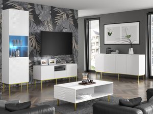 Miniaturka 6 - Nowoczesny salon z białymi meblami RTV, styl minimalistyczny