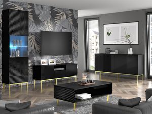 Miniaturka 12 - Nowoczesny salon z czarnymi meblami RTV, styl industrialny