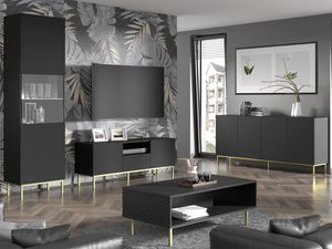 Miniaturka 12 - Nowoczesny salon z czarnymi meblami RTV, styl industrialny-