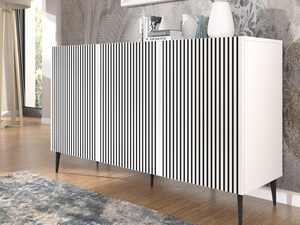 Miniaturka 8 - Przestronna biała komoda z pionowymi listwami, styl skandynawski