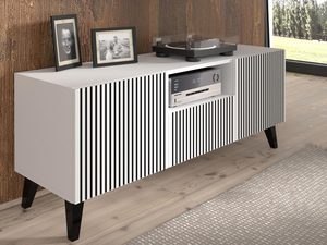 Miniaturka 4 - Nowoczesna biała komoda z pionowymi listwami, styl skandynawski