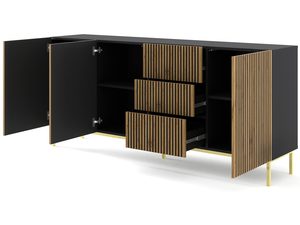 Miniaturka 2 - Drewniana komoda z pionowymi listwami, otwierane drzwi, styl industrialny