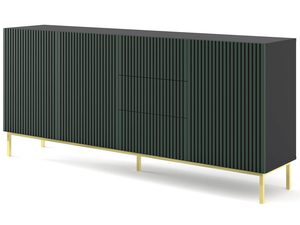 Miniaturka 12 - Przestronna czarna komoda z pionowymi listwami, złote nóżki, styl industrialny