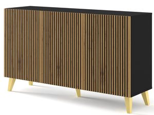 Miniaturka 10 - Przestronna komoda z drewnianymi frontami i czarnymi listwami, styl loftowy
