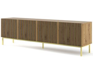 Miniaturka 7 - Drewniana szafka RTV z pionowymi listwami, styl industrialny