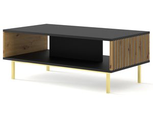 Miniaturka 1 - Nowoczesna czarna ława z pionowymi listwami, złote nóżki, styl industrialny