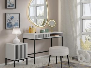 Miniaturka 13 - Nowoczesna biała toaletka z pionowymi listwami, styl skandynawski