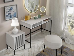 Miniaturka 14 - Nowoczesna biała toaletka z pionowymi listwami, styl skandynawski