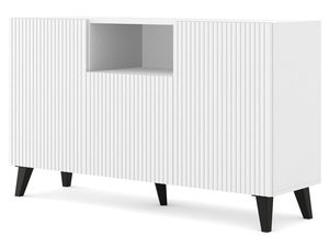 Miniaturka 1 - Nowoczesna biała komoda z frezowanymi frontami, styl skandynawski