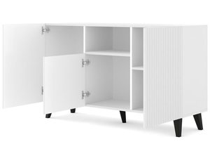 Miniaturka 2 - Przestronna biała komoda z frezowanymi frontami, styl minimalistyczny