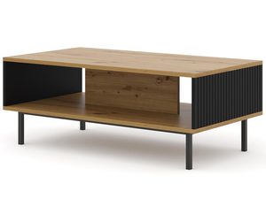 Miniaturka 6 - Ława z naturalnym blatem i czarnymi listwami, czarne nóżki, styl nowoczesny