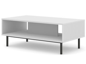 Miniaturka 2 - Biała ława z pionowymi listwami, czarne nóżki, styl nowoczesny