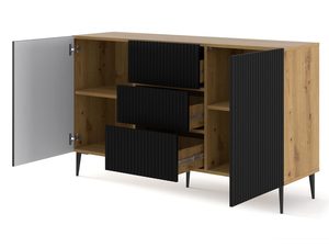 Miniaturka 13 - Szafka RTV z dębowymi półkami, metalowe nogi, styl industrialny