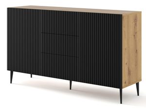 Miniaturka 14 - Komoda z frezowanymi czarnymi frontami, metalowe nogi, styl loftowy