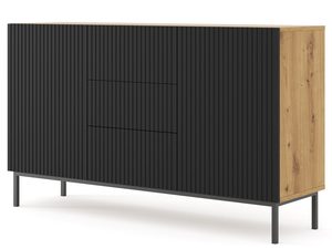 Miniaturka 12 - Komoda z frezowanymi czarnymi frontami, metalowe nogi, styl loftowy