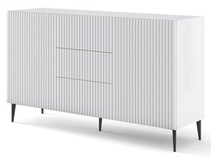 Miniaturka 3 - Komoda z frezowanymi białymi frontami, czarne nogi, styl glamour