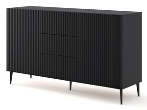 Miniaturka 9 - Czarna komoda z frezowaniem, nóżki metalowe czarne