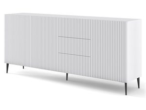 Miniaturka 3 - Szafka RTV z dębowym wnętrzem, czarne fronty, metalowe nogi, styl industrialny