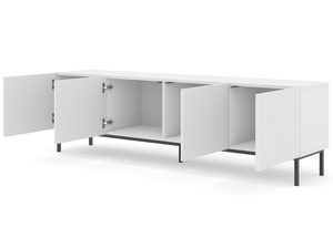 Miniaturka 4 - Szafka RTV biała, otwarte drzwiczki - Jasne wnętrze, nowoczesne wykończenie, minimalistyczny styl.