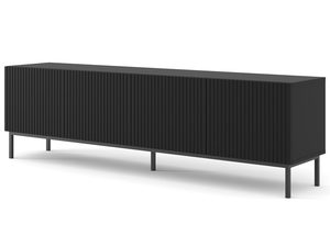 Miniaturka 15 - Szafka RTV czarna, czarne nóżki - Czarne wykończenie, nowoczesny design, idealna do współczesnych wnętrz.