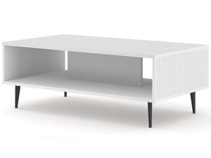 Miniaturka 2 - Biała ława z pionowymi listwami, czarne nóżki, styl nowoczesny