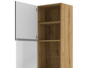 Miniaturka 7 - Witryna dębowa z czarnymi frontami - połączenie naturalnego drewna i czarnych elementów, klasyczny, ale nowoczesny styl.