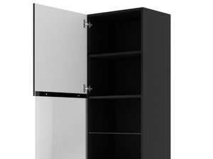 Miniaturka 13 - Witryna z naturalnym wykończeniem i czarnymi listwami, szklane drzwi, styl nowoczesny