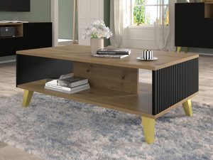 Miniaturka 7 - Drewniana ława z czarnymi frezowanymi bokami, styl loftowy