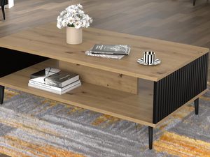 Miniaturka 11 - Nowoczesna drewniana ława z czarnymi frezowanymi bokami, styl loftowy