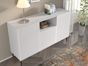 Miniaturka 8 - Nowoczesna biała komoda z frezowanymi frontami, styl minimalistyczny