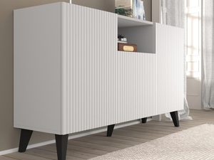 Miniaturka 4 - Nowoczesna biała komoda z frezowanymi frontami, styl minimalistyczny