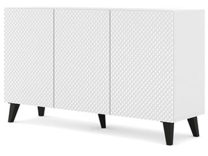 Miniaturka 1 - Nowoczesna biała komoda z frezowanymi frontami, styl skandynawski