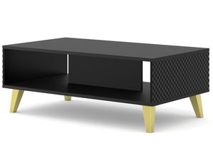 Miniaturka 9 - Nowoczesna czarna ława z frezowanymi frontami, złote nóżki, styl industrialny