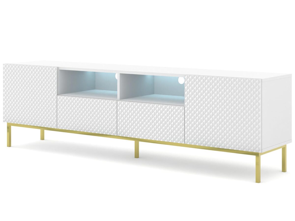 Elegancka Szafka RTV Navia 200 cm z Ozdobnymi Frontami