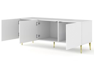 Miniaturka 2 - Biała komoda RTV z pionowymi listwami, styl nowoczesny