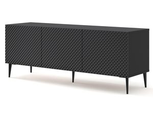 Miniaturka 9 - Czarna komoda RTV z pionowymi listwami, czarne nóżki, styl industrialny
