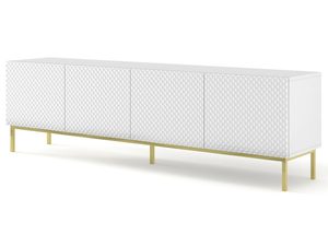 Miniaturka 1 - Biała komoda RTV z pionowymi listwami, styl nowoczesny