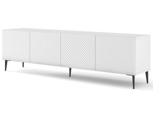 Miniaturka 3 - Biała komoda RTV z pionowymi listwami, styl nowoczesny