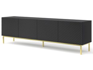 Miniaturka 7 - Czarna komoda RTV z pionowymi listwami, styl industrialny