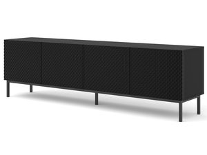 Miniaturka 9 - Czarna komoda RTV z pionowymi listwami, styl industrialny