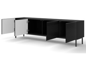 Miniaturka 10 - Czarna komoda RTV z pionowymi listwami, styl industrialny