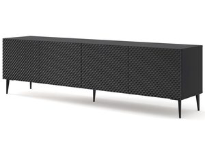 Miniaturka 8 - Czarna komoda RTV z pionowymi listwami, styl industrialny